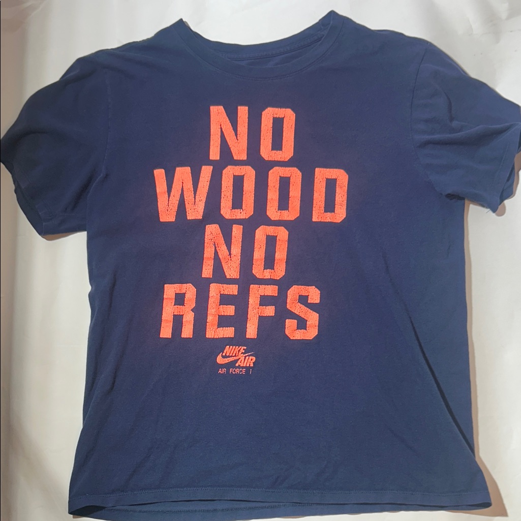 Nike Air Force One “No Wood No Refs” Navy Tee W/ Bright Orange Print